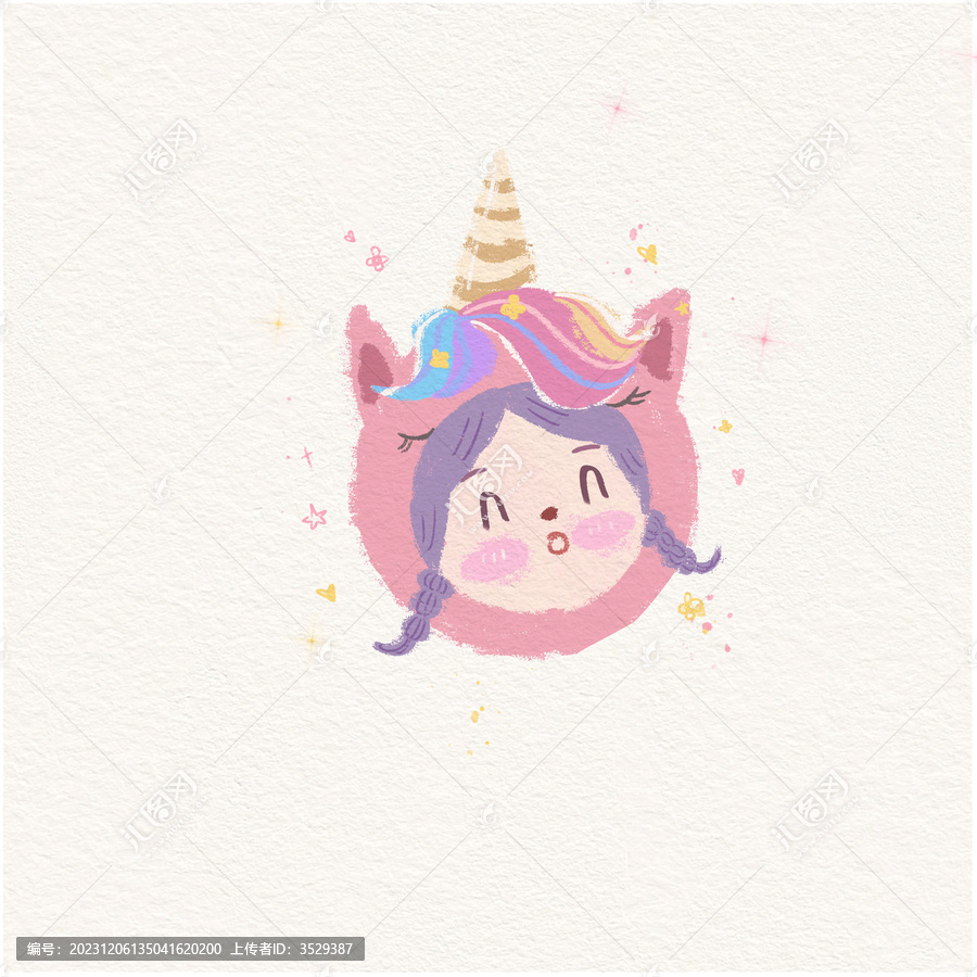 卡通人物插畫(huà)可愛(ài)風(fēng)獨(dú)角獸女孩