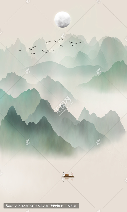 青綠山水立軸