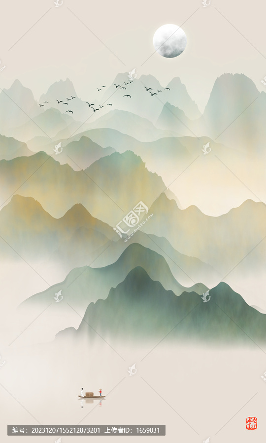 青綠山水立軸