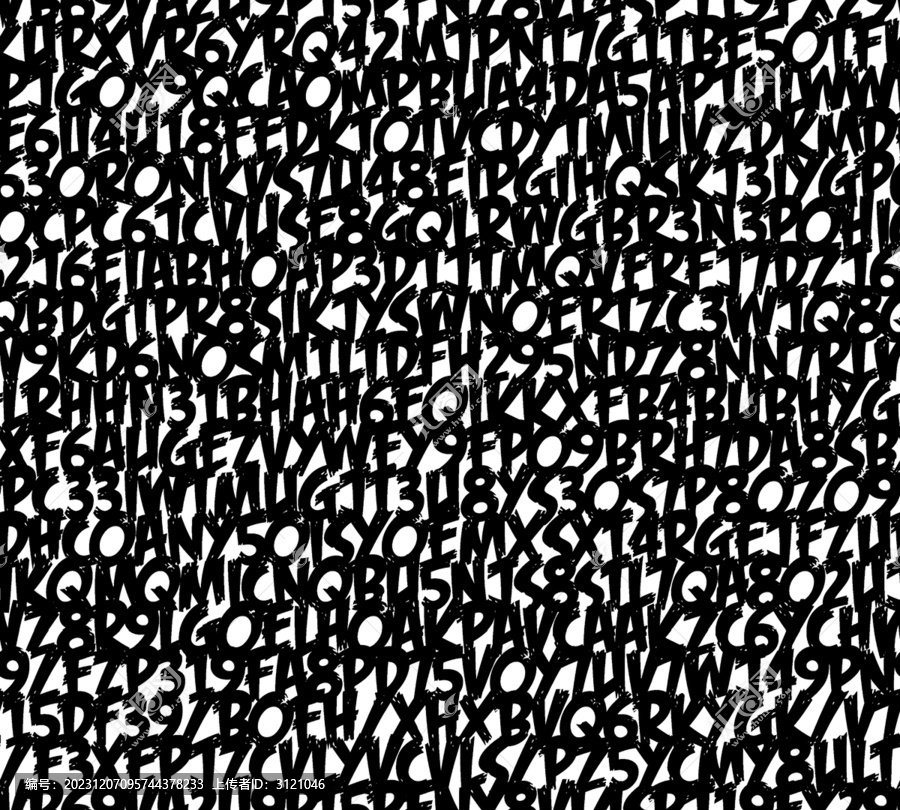 數字字母疊加涂鴉黑白底紋背景
