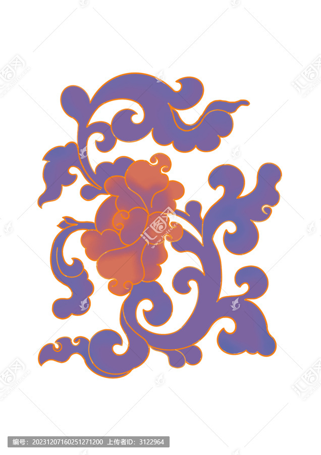 國風(fēng)國潮風(fēng)紫色花紋免扣素材