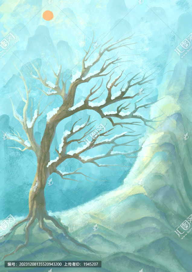 古風(fēng)冬日下雪場(chǎng)景插畫(huà)海報(bào)