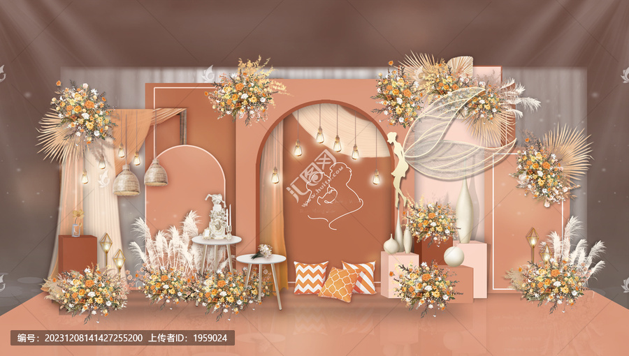 秋色焦糖美拉德迎賓區(qū)婚禮效果圖