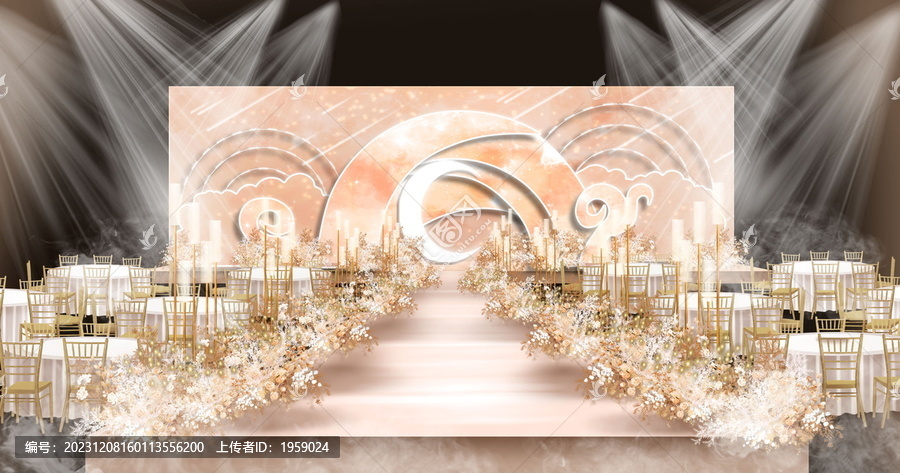 淡粉香檳色星空夢(mèng)幻婚禮效果圖