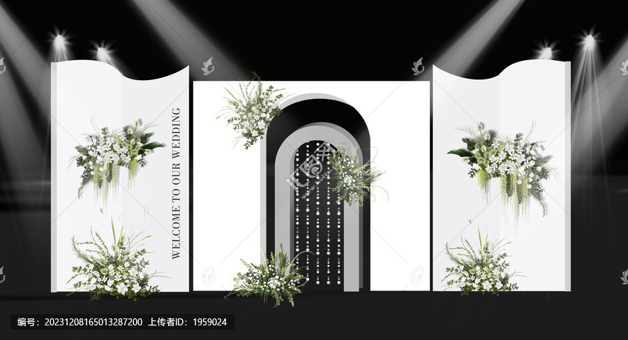 白綠韓式簡約水晶迎賓婚禮效果圖