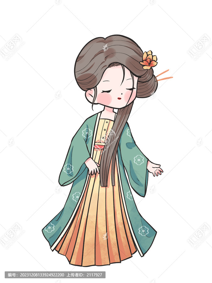 國(guó)風(fēng)手繪Q版古裝漢服女孩