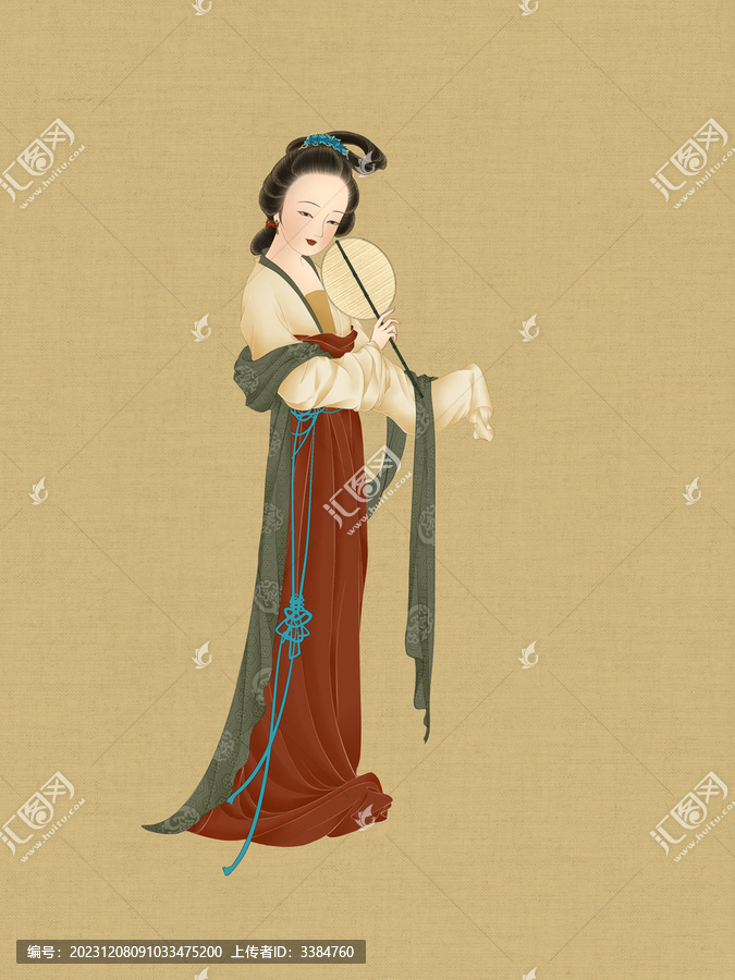 拿扇仕女圖