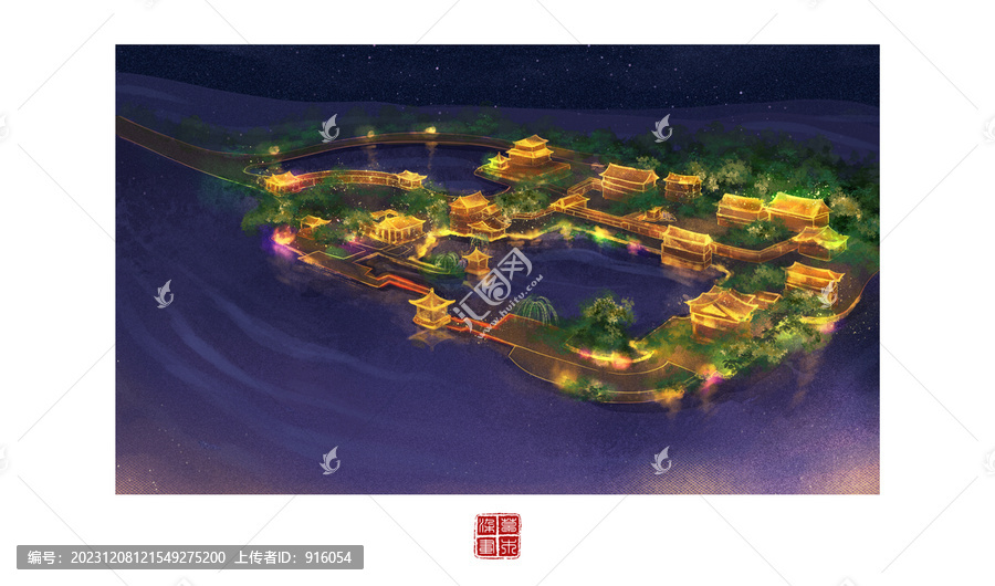 古風(fēng)山莊夜景