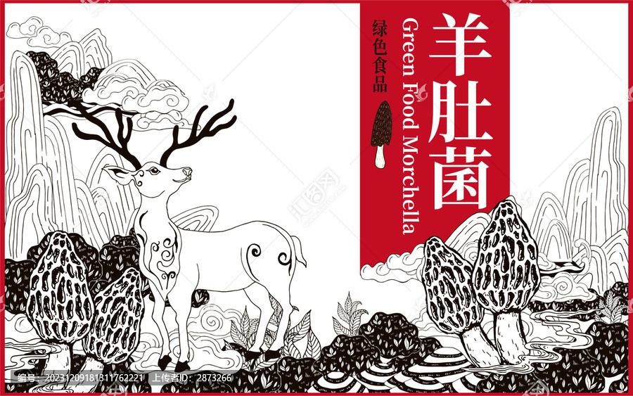 羊肚菌包裝插畫