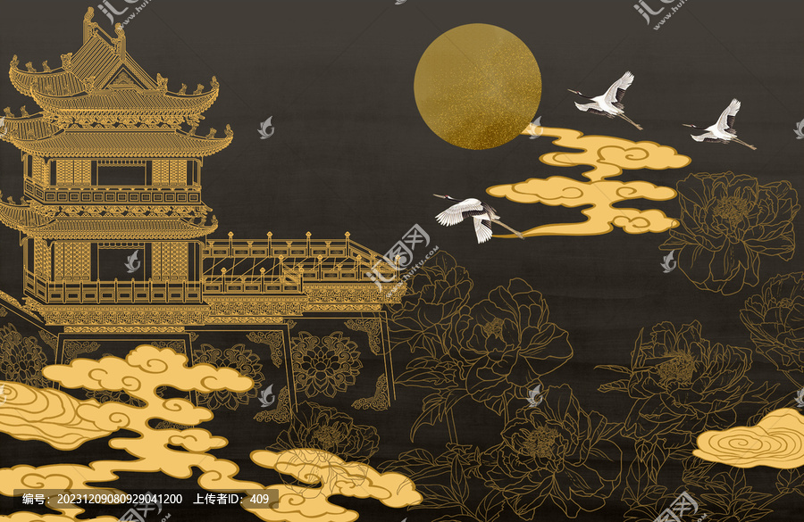 新中式背景插畫