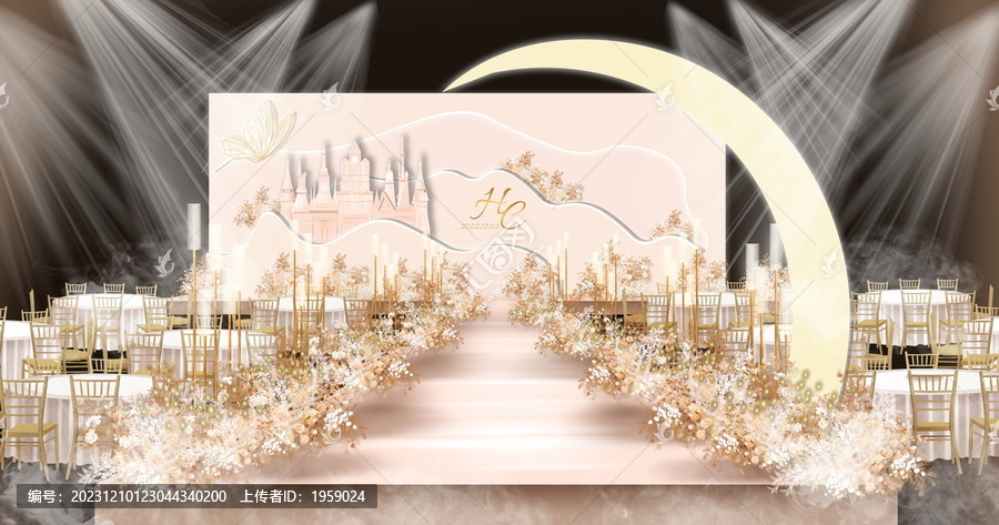淡粉香檳城堡童話風(fēng)婚禮效果圖