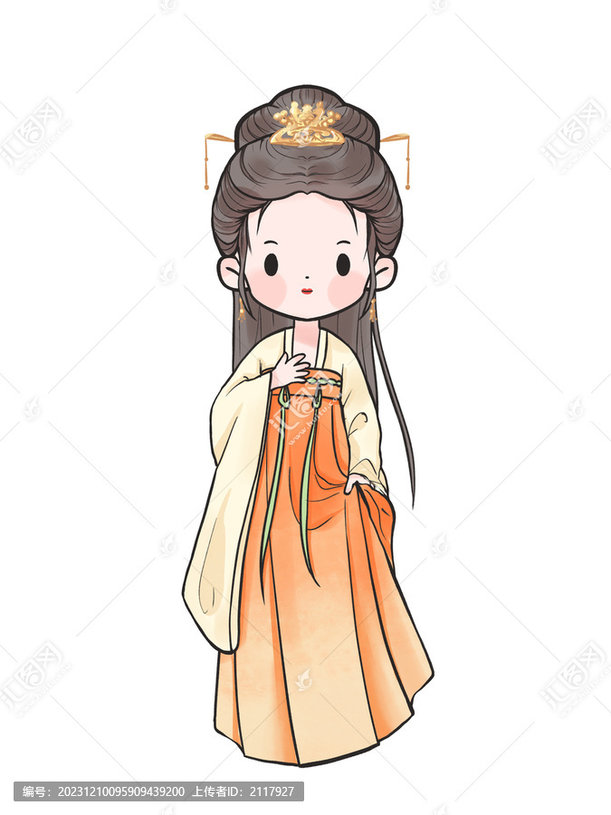 國風手繪Q版古裝漢服女孩