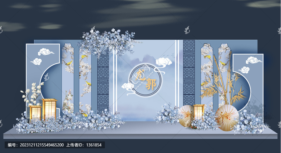 藍(lán)色中式婚禮賓區(qū)