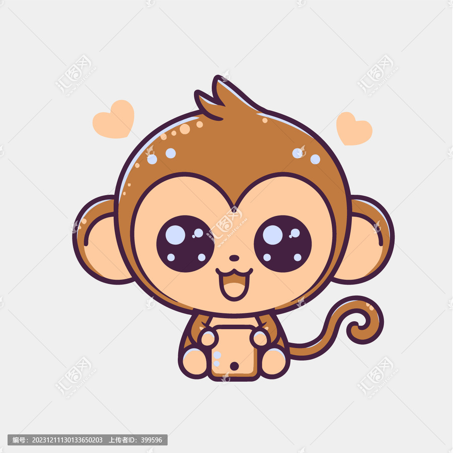 萌萌小猴卡通插畫