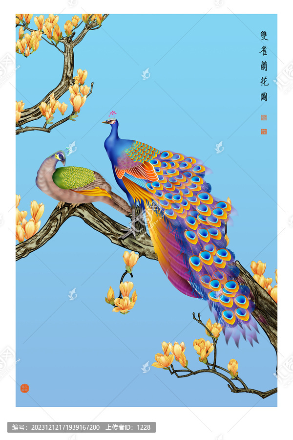 雙雀蘭花圖
