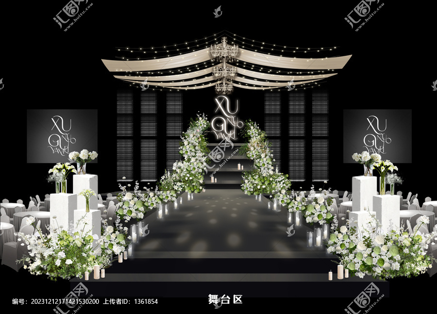 黑色韓式婚禮舞臺(tái)效果圖