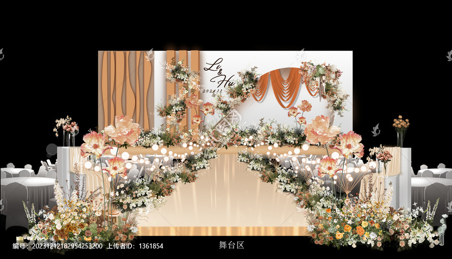 橙色婚禮舞臺(tái)效果圖