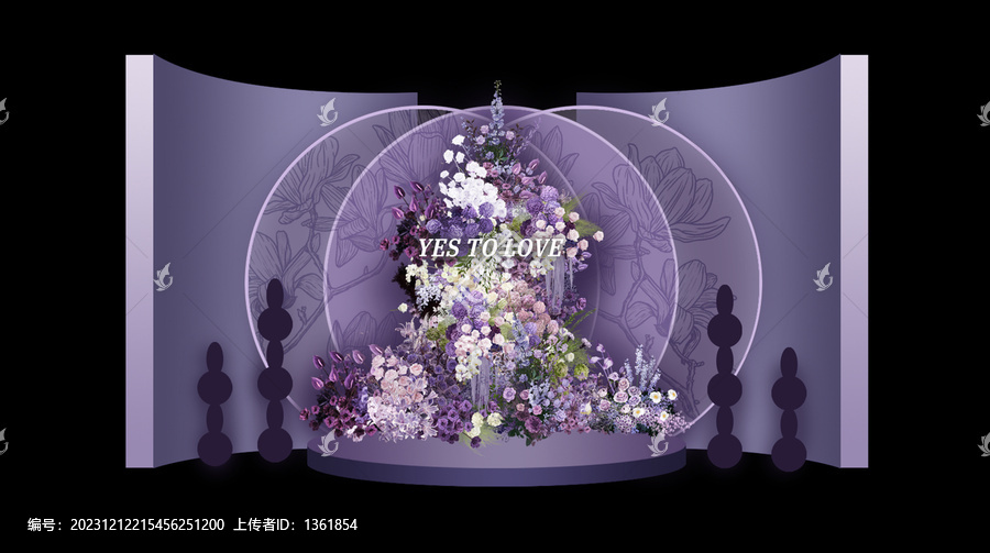 紫色婚禮迎賓區(qū)效果圖