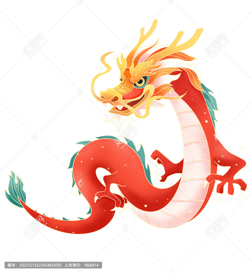 簡(jiǎn)約創(chuàng)意紅色龍年插畫元素