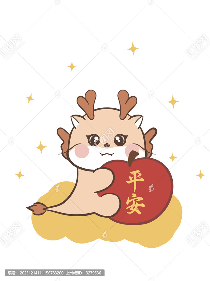 新年龍年插畫卡通龍印花圖案