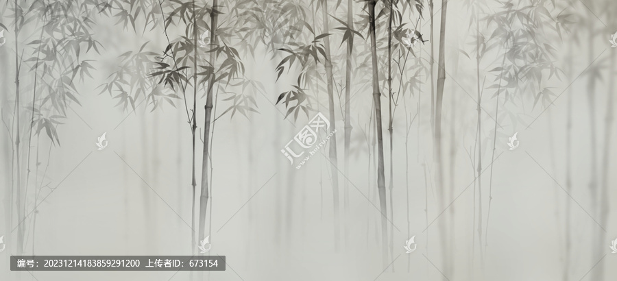 水墨竹子背景墻