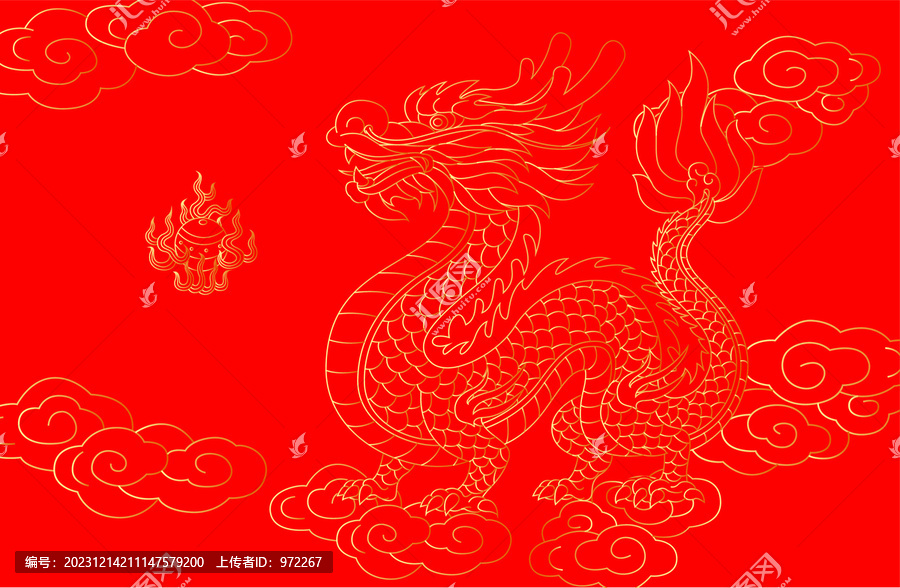 龍紋線描