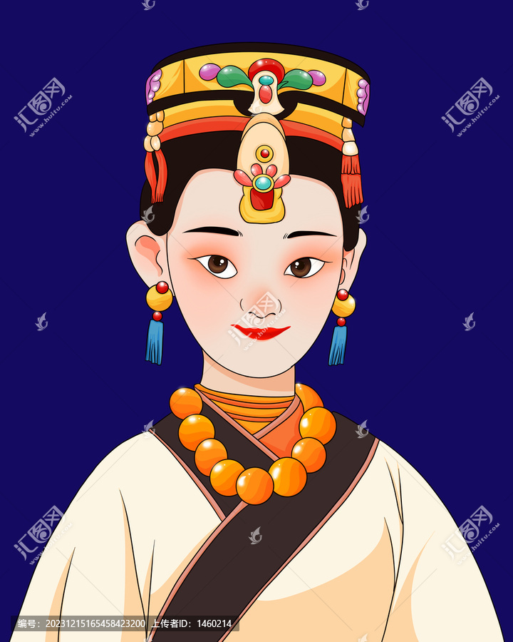 藏族小數(shù)民族手繪美女插畫