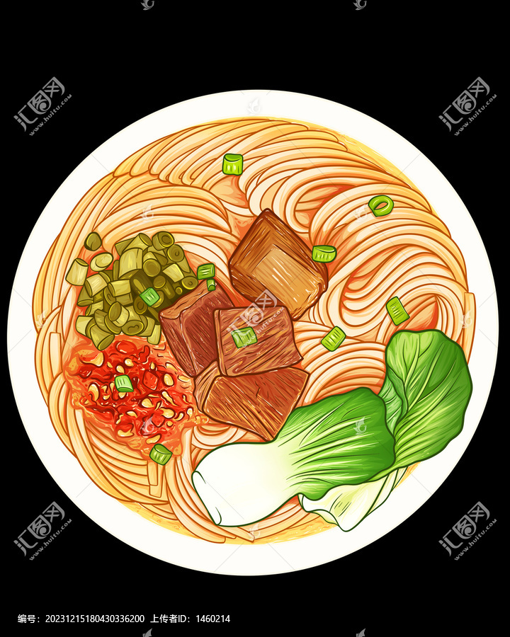手繪插畫牛肉面