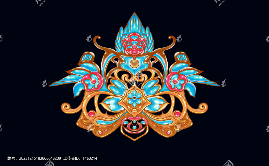 手繪點翠黃金頭飾