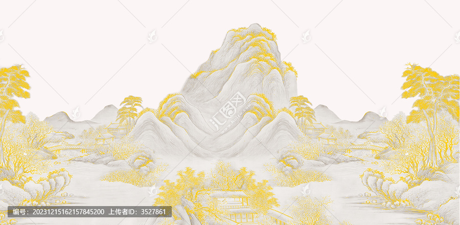 新中式山水背景墻