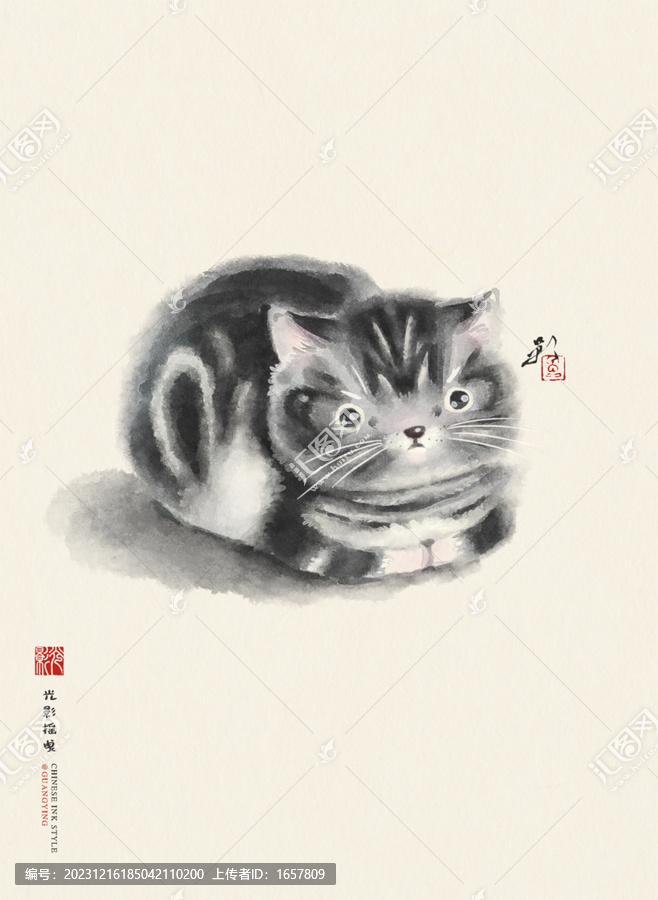 貓咪水墨畫