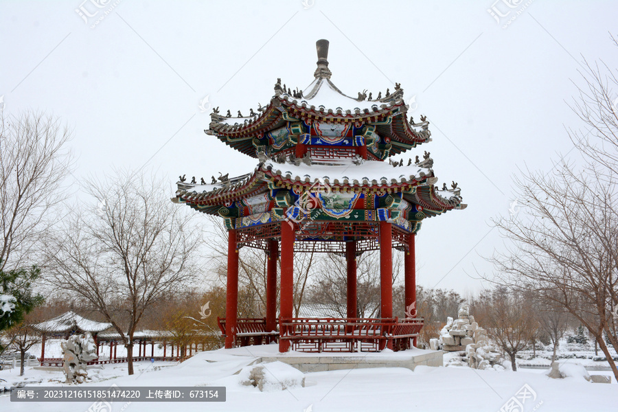 古凉亭雪景