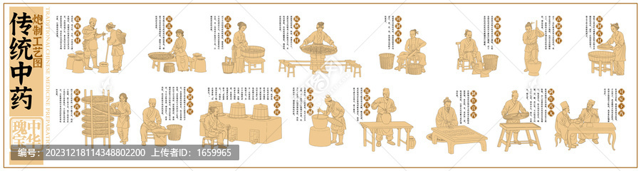 中药炮制图单色