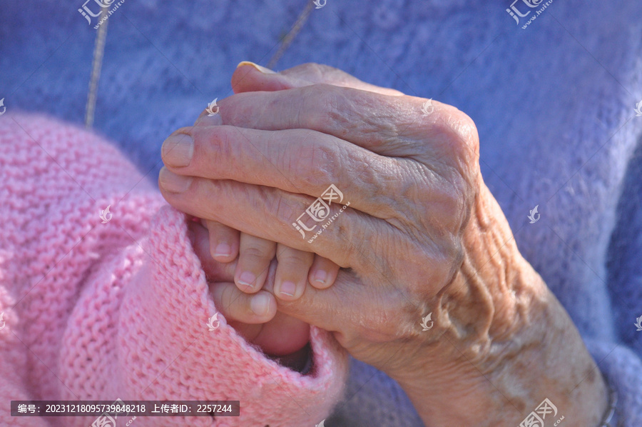 老人的手与小女孩的手