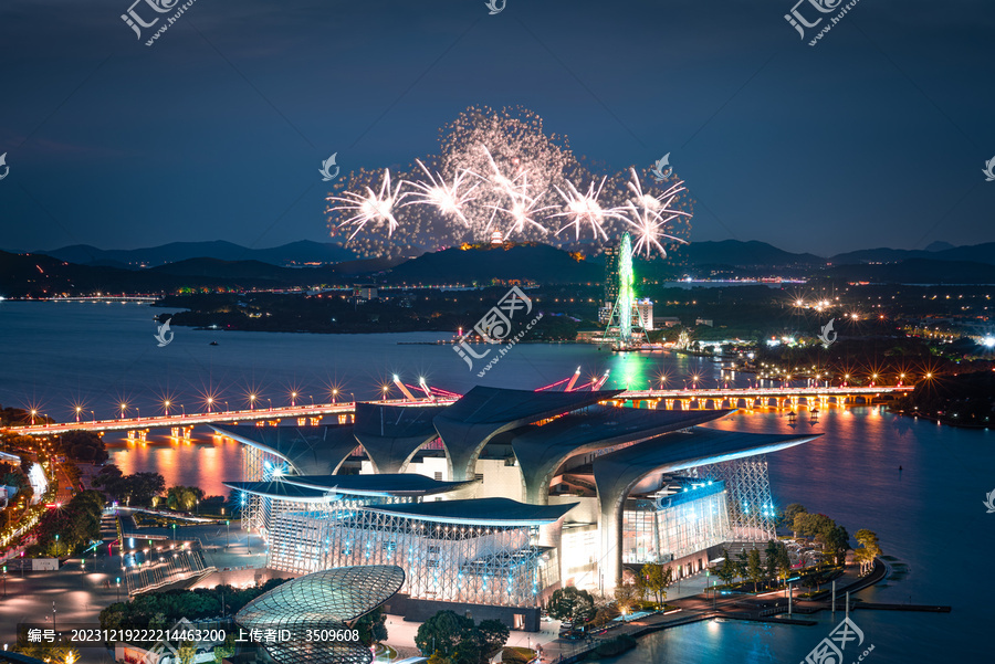 国庆无锡大剧院夜景和鼋头渚烟花