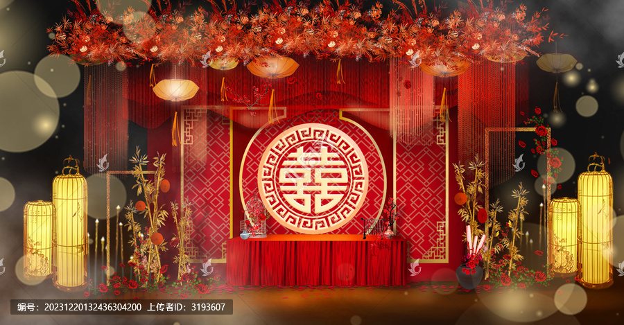 中式婚慶舞臺效果圖