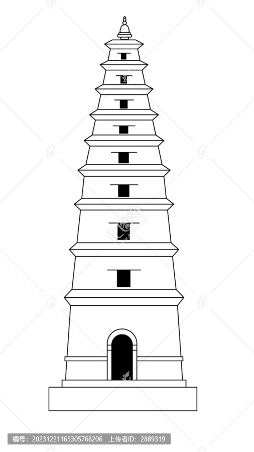 手繪建筑正定須彌塔線稿