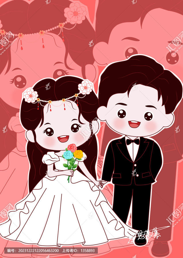 卡通結(jié)婚娃娃