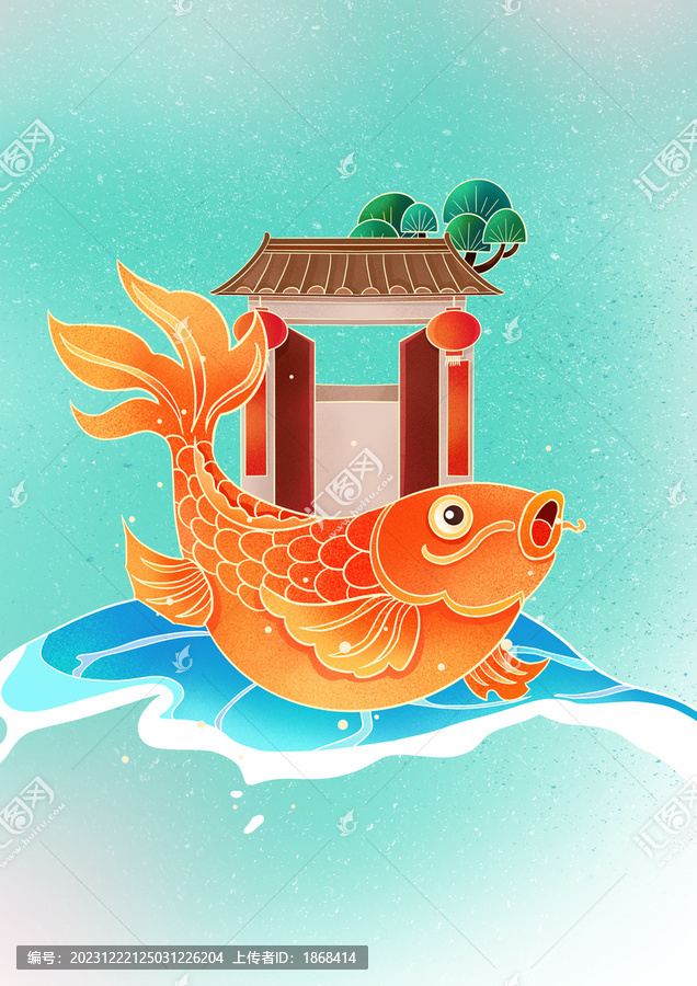 簡約大氣紅色新春龍年節(jié)日插畫