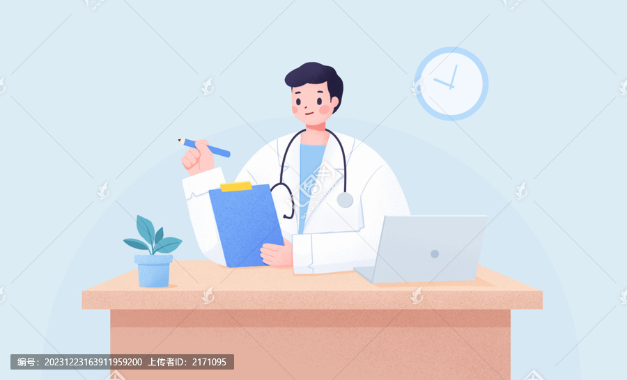 醫(yī)生問診看病手繪醫(yī)療插畫
