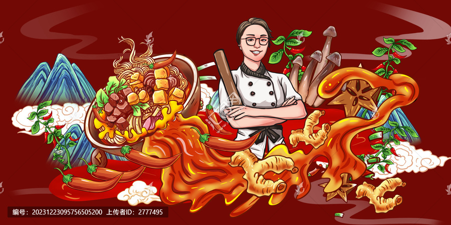 鴨血粉絲包裝插畫(huà)