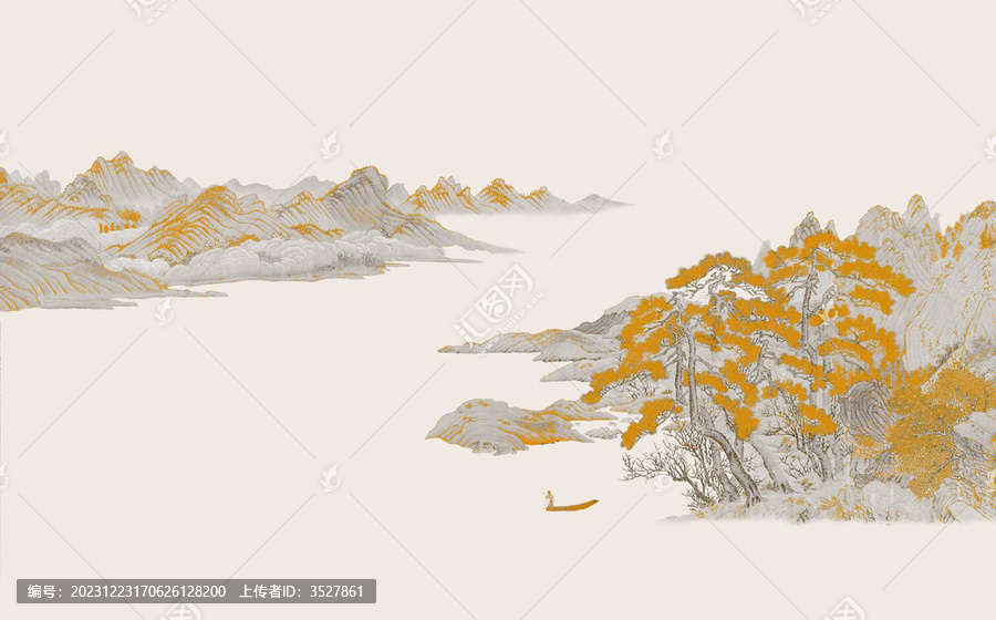 新中式山水背景墻