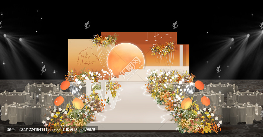 橘色落日風婚禮效果圖
