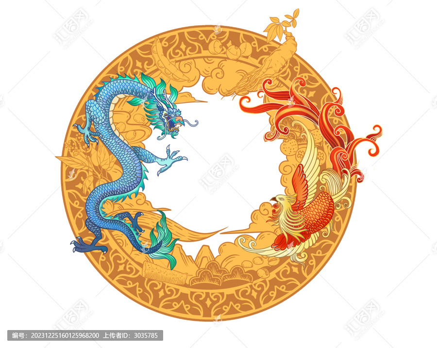 龍鳳中藥插畫元素分成元素