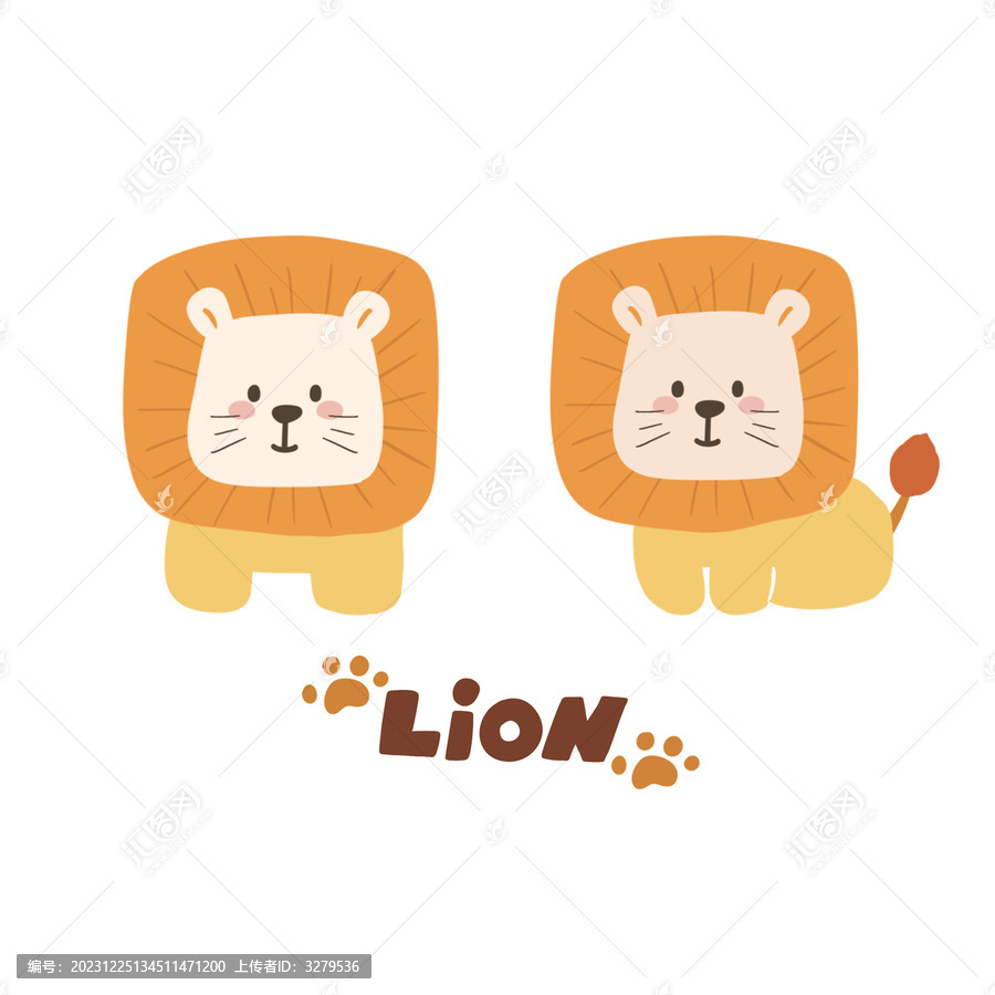 卡通獅子卡通動(dòng)物印花圖案