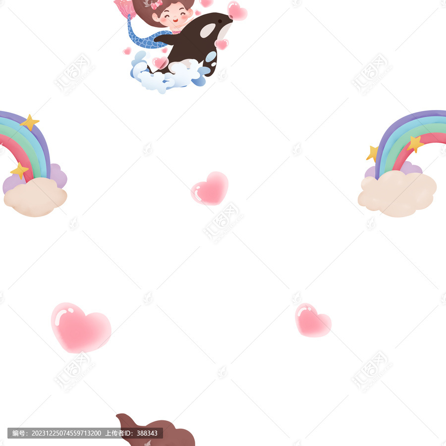 卡通美人魚滿印