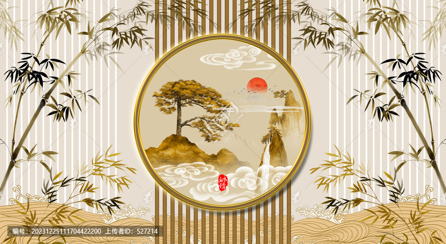 竹子格柵背景圖
