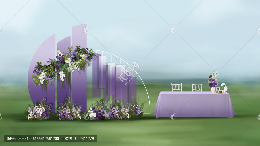 戶外紫色簽到合影區(qū)