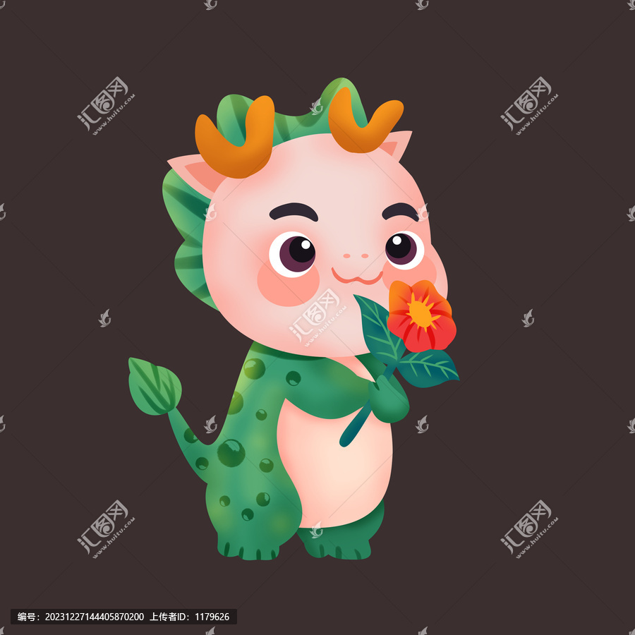 2024龍年送你小花花插畫
