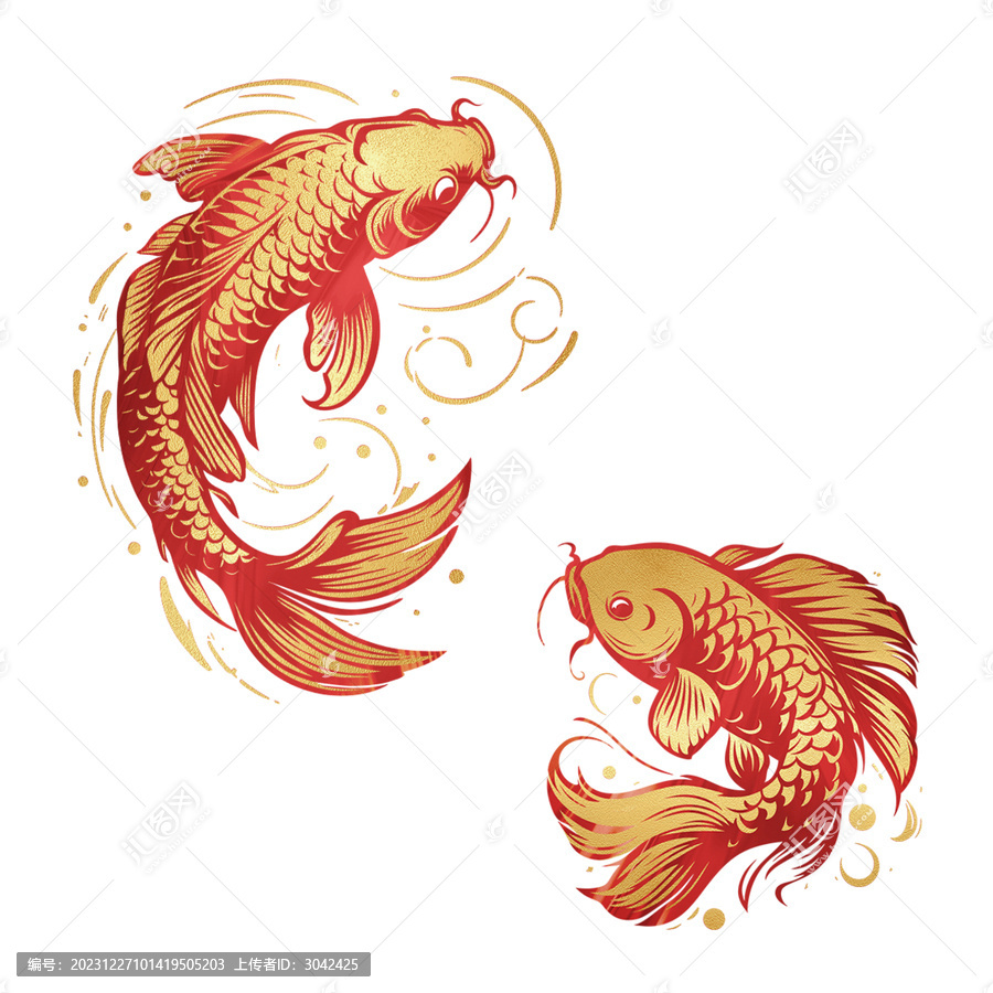 免摳傳統(tǒng)紋樣剪紙錦鯉